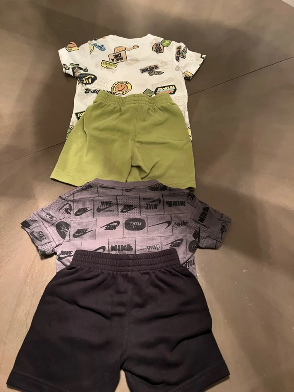 Nike Kids 3-Piece Casual Tee & Shorts Set - White, Gray, Black, Green - Picture 4 of 4